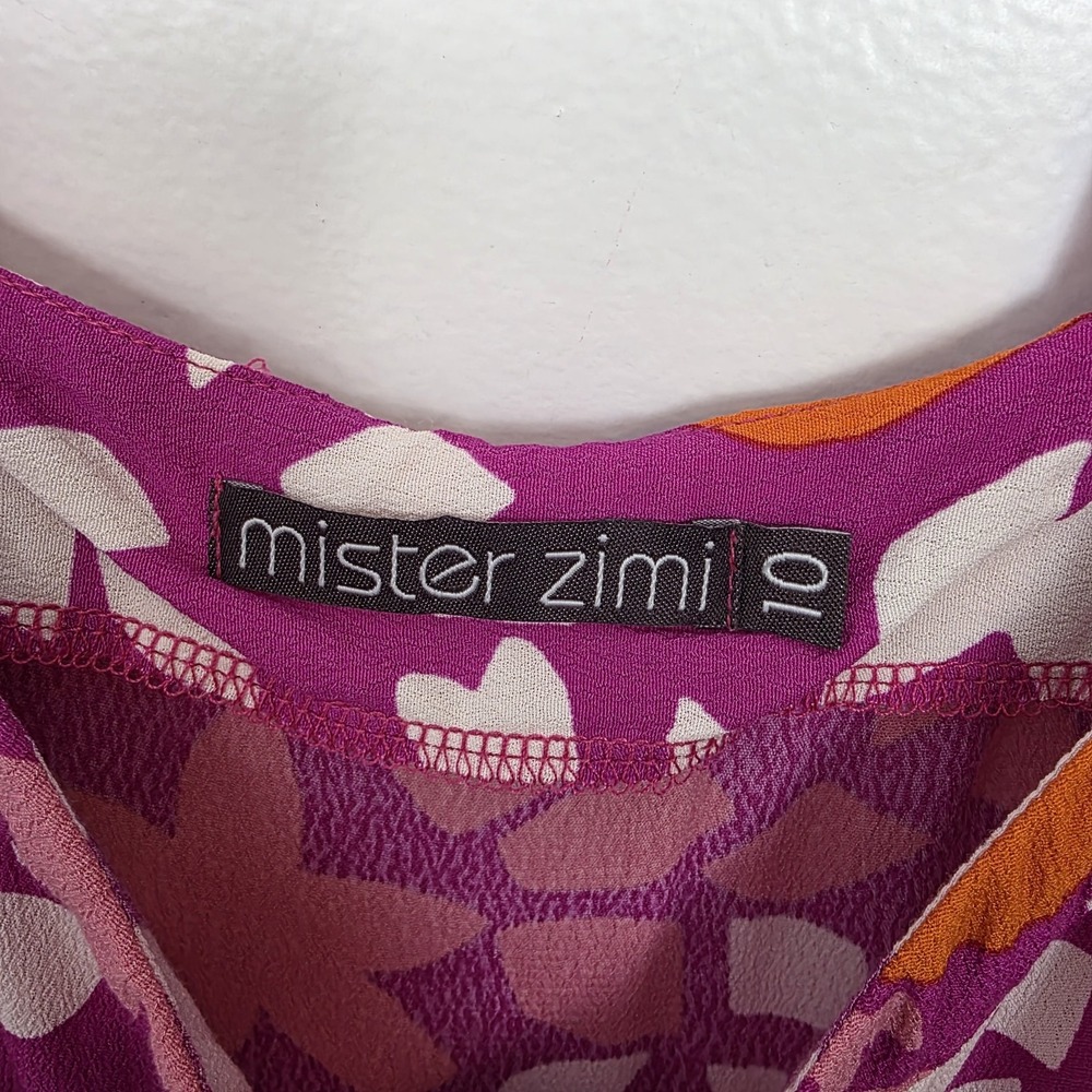 Mister Zimi Pink Orange White Button Up Ruby Sleeveless Summer Midi Dress Size 6 - Picture 5 of 9